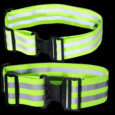 Reflective elastic belt with plastic buckle – two reflective stripes – for runners and pedestrians Reflective elastic belt with plastic buckle – two reflective stripes – for runners and pedestrians